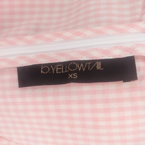 B.Yellowtail Spring pink gingham indigenous designer puff sleeve dress xs - Picture 7 of 7